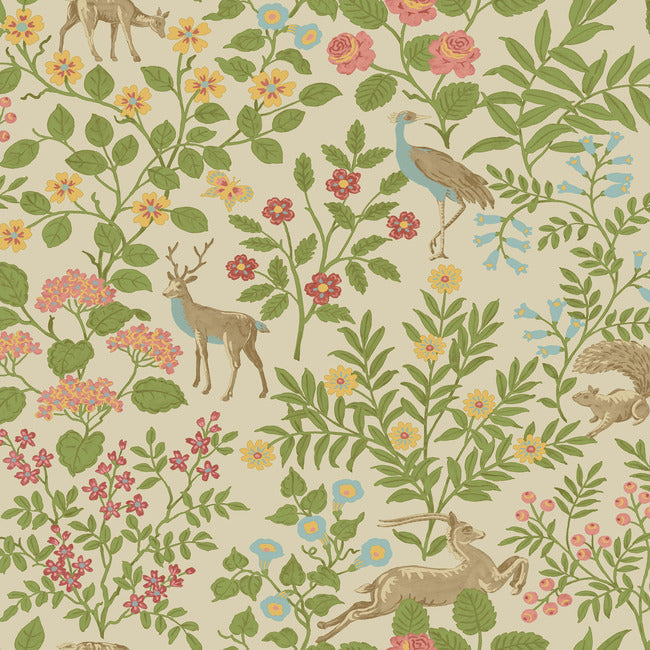 Woodland Floral Premium Peel + Stick Wallpaper - Linen - York Wallcoverings - PSW1436RL