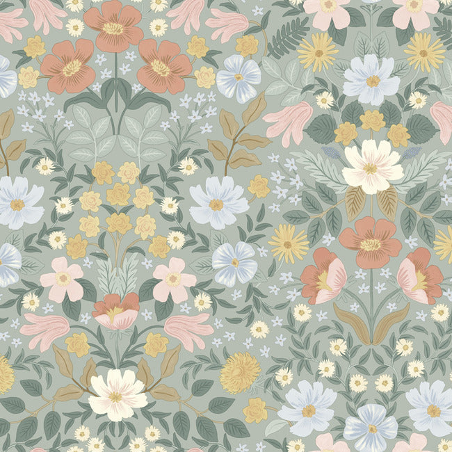 Bramble Garden Premium Peel + Stick Wallpaper - Sage - York Wallcoverings - PSW1476RL