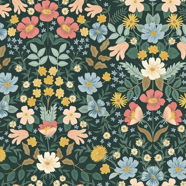 Bramble Garden Premium Peel + Stick Wallpaper - Emerald - York Wallcoverings - PSW1477RL