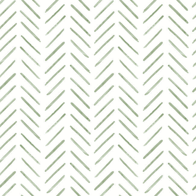 Painted Herringbone Peel and Stick Wallpaper - Fern - York Wallcoverings - PSW1528RL