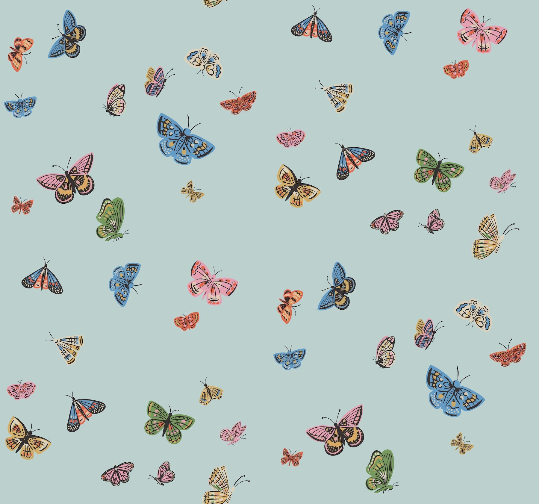 Butterfly House Wallpaper - Light Blue - York Wallcoverings - RF7414