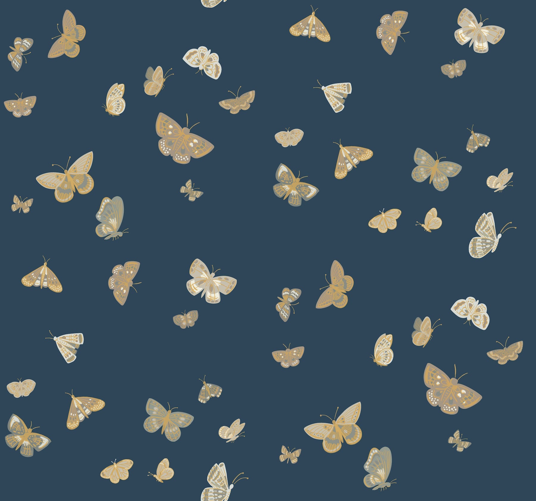 Butterfly House Wallpaper - Navy - York Wallcoverings - RF7415