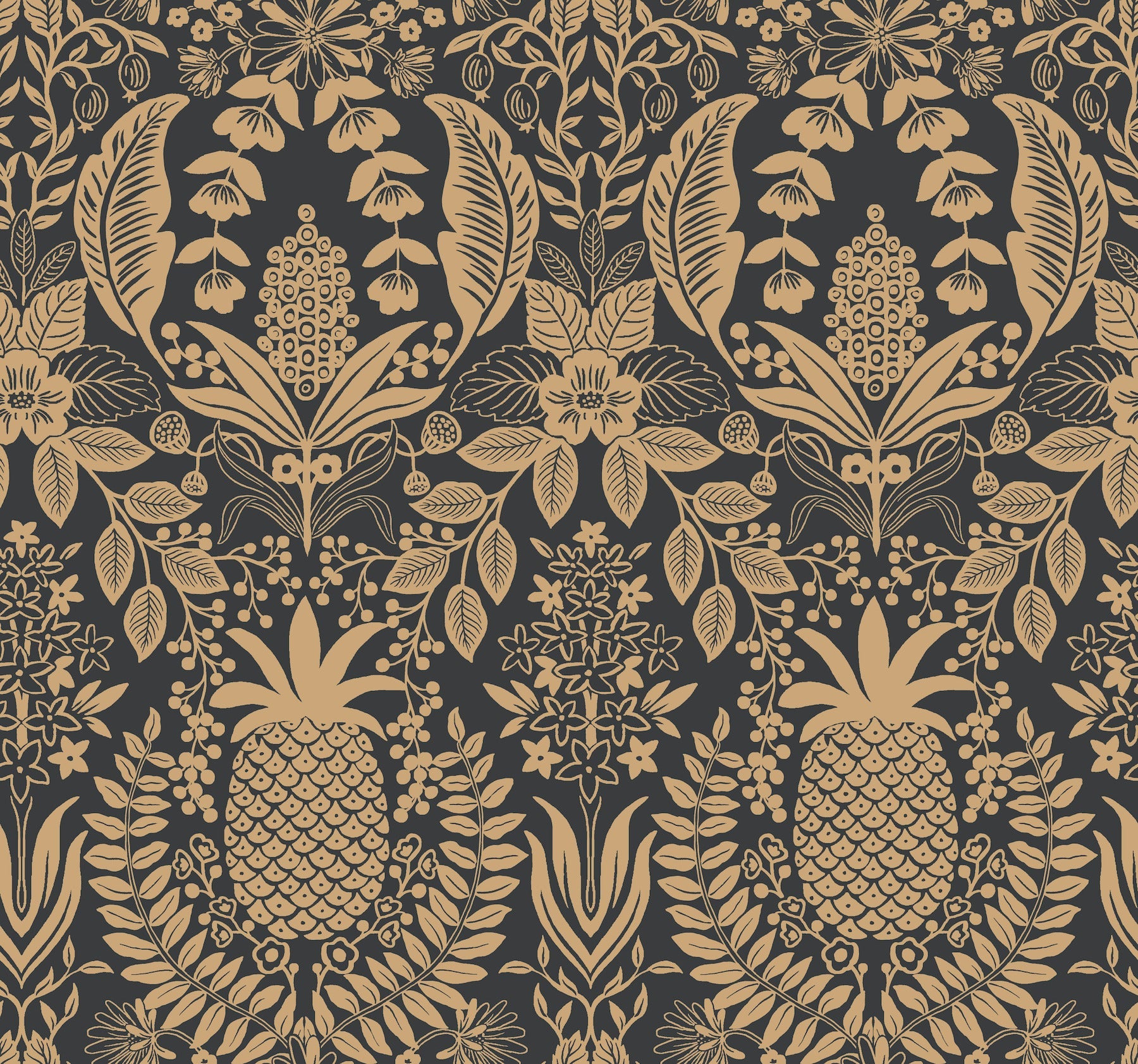 pineapple-damask-wallpaper-black-gold-york-wallcoverings-rf7483