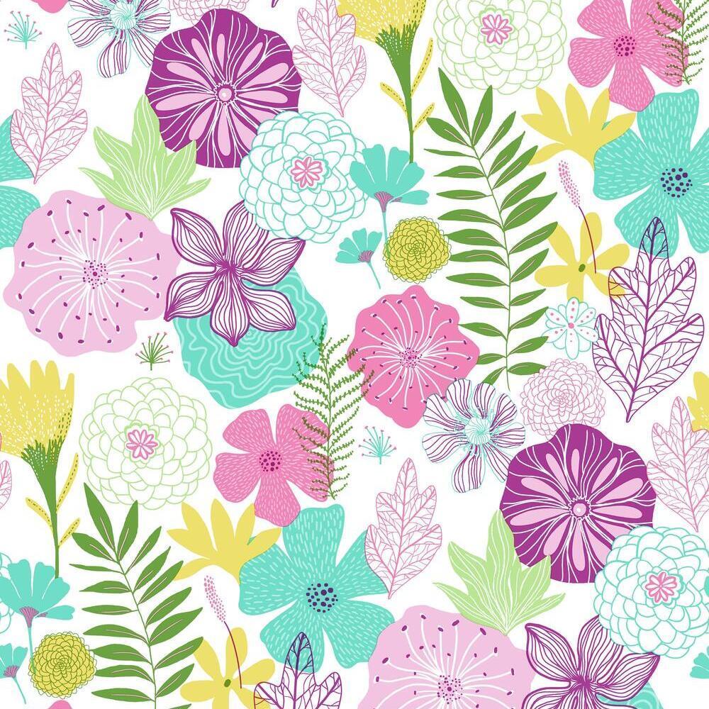 Perennial Blooms Peel and Stick Wallpaper - Purple - York Wallcoverings - RMK11327WP