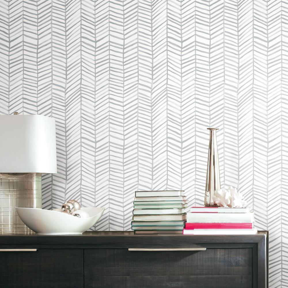 cat-coquillette-herringbone-peel-stick-wallpaper-gray-york-wallcoverings-rmk11631wp