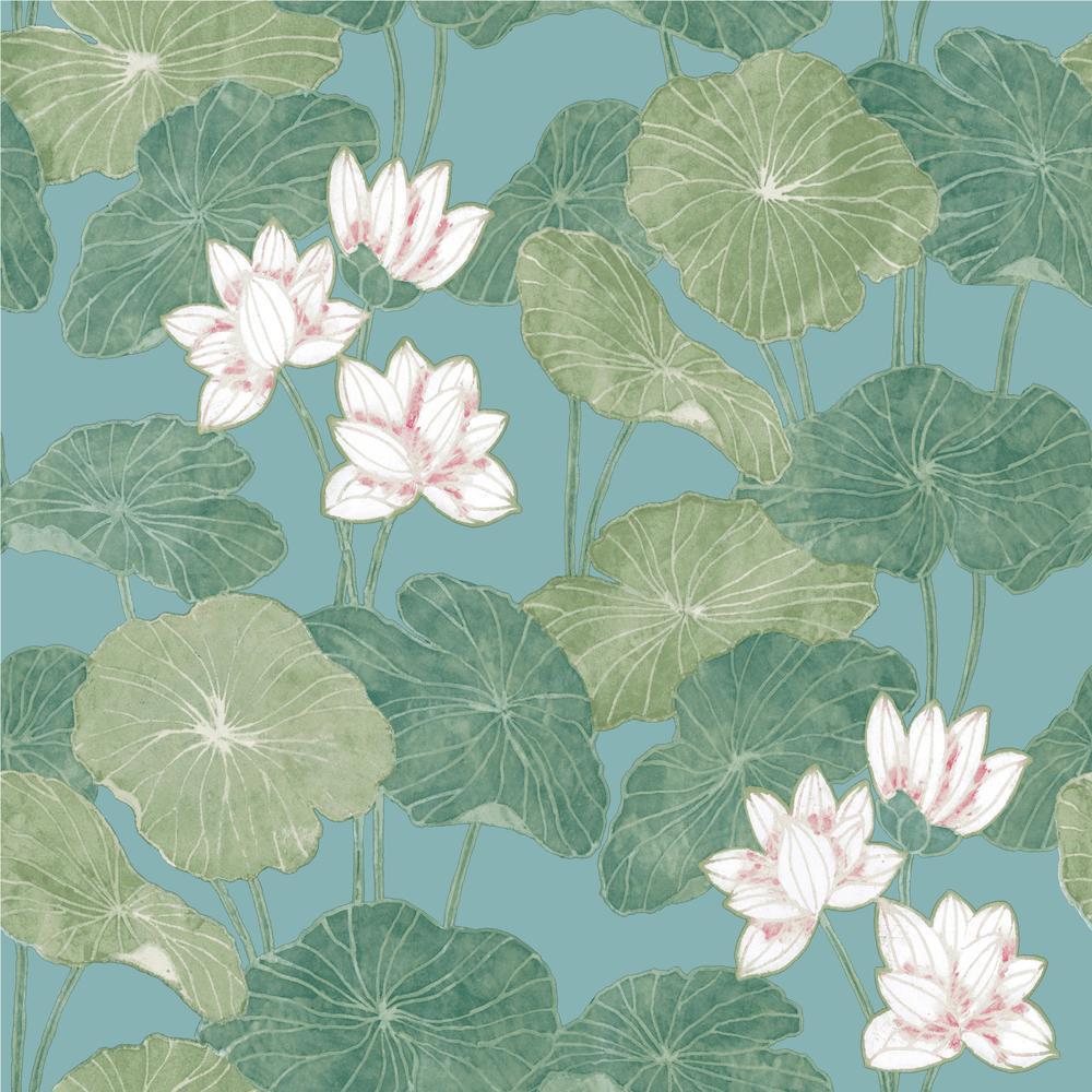 Lily Pad Peel and Stick Wallpaper - Blue - York Wallcoverings - RMK11436WP