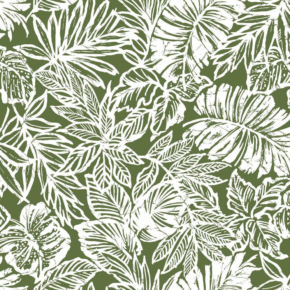 Batik Tropical Leaf Peel and Stick Wallpaper - Green - York Wallcoverings - RMK11441WP