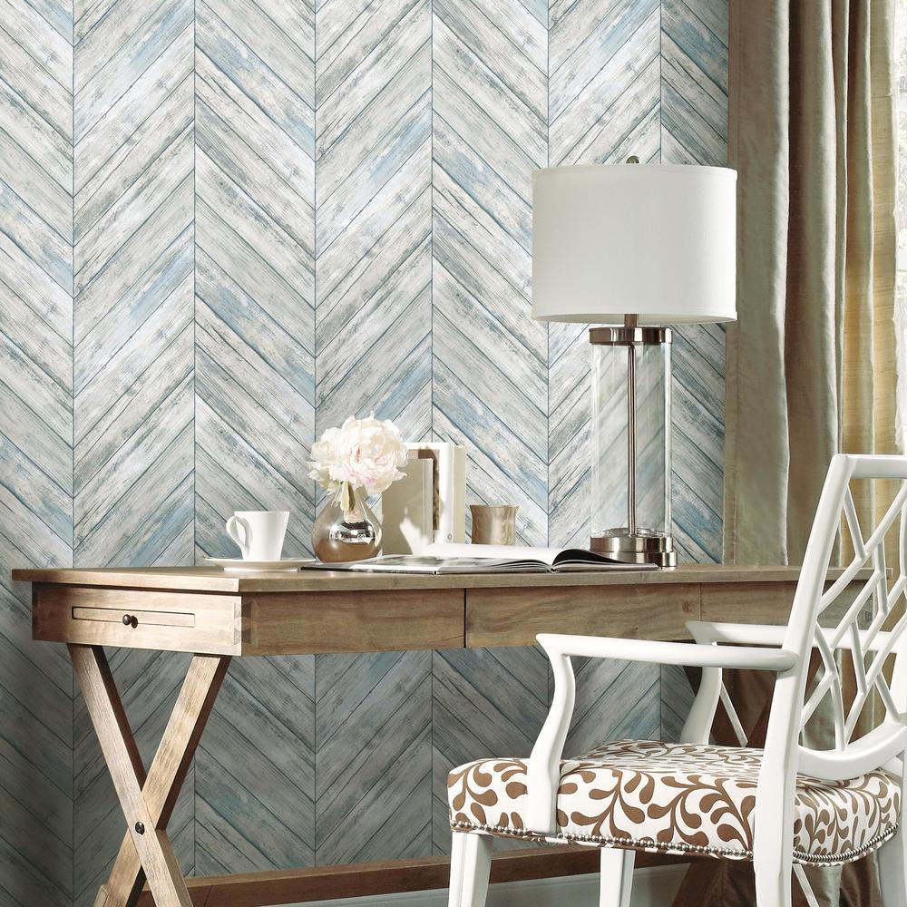 herringbone-wood-boards-peel-and-stick-wallpaper-blue-york-wallcoverings-rmk11454wp