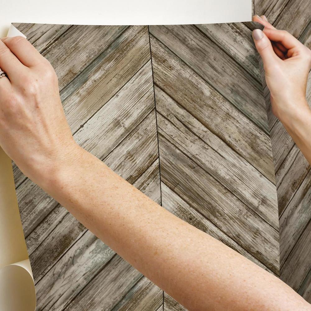 herringbone-wood-boards-peel-and-stick-wallpaper-brown-york-wallcoverings-rmk11455wp