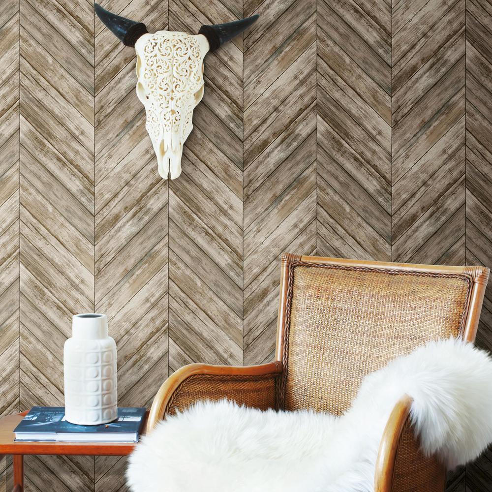 herringbone-wood-boards-peel-and-stick-wallpaper-brown-york-wallcoverings-rmk11455wp