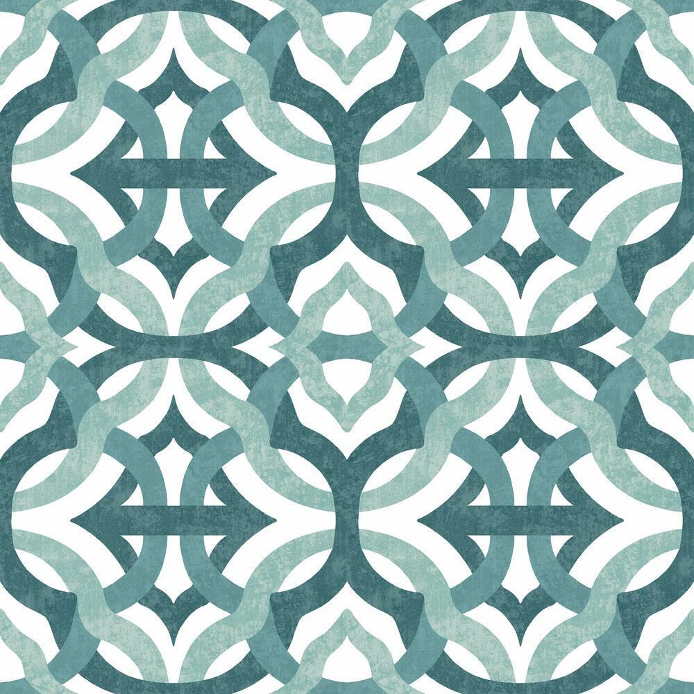 Waverly Tipton Peel and Stick Wallpaper - Teal - York Wallcoverings - RMK11864RL