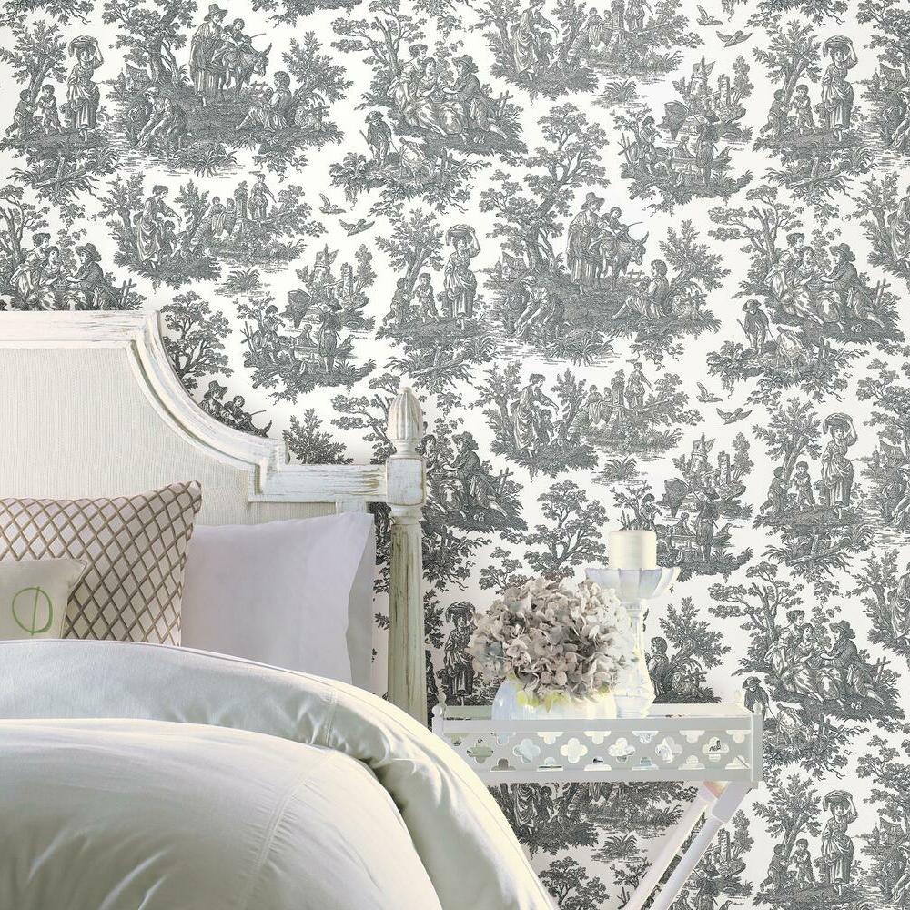 waverly-country-life-toile-peel-and-stick-wallpaper-grey-york-wallcoverings-rmk11869wp