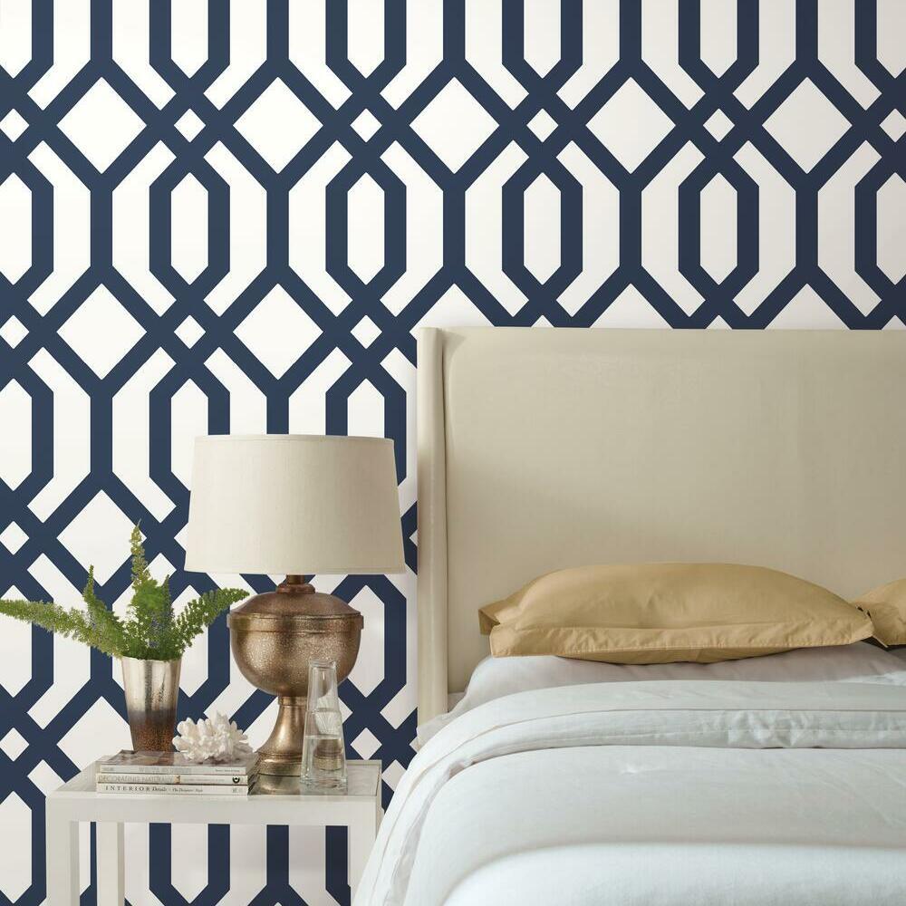 gazebo-lattice-peel-and-stick-wallpaper-navy-york-wallcoverings-rmk12015wp