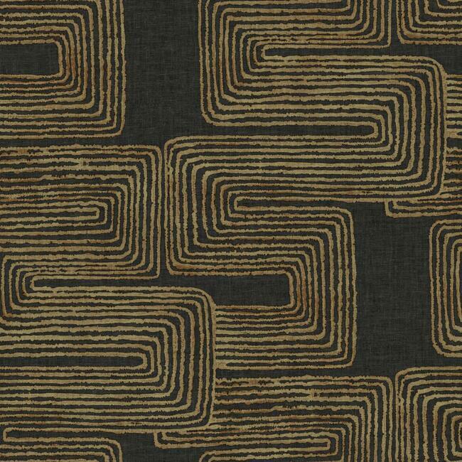 Nikki Chu Zulu Signature Peel & Stick Wallpaper - Black/Gold - York Wallcoverings - RMK12213PL