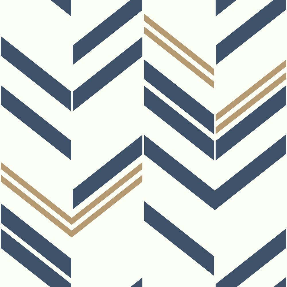 Chevron Stripe Peel and Stick Wallpaper - Blue - York Wallcoverings - RMK9002WP