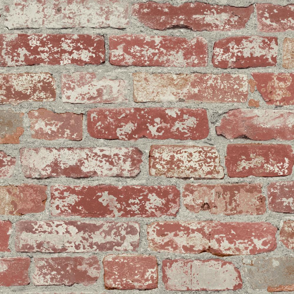 Brick Peel and Stick Wallpaper - Bright Red - York Wallcoverings - RMK9036WP