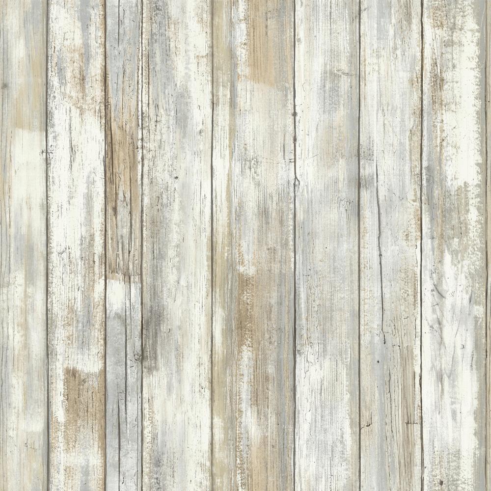 Distressed Wood Peel and Stick Wallpaper - Tan - York Wallcoverings - RMK9050WP