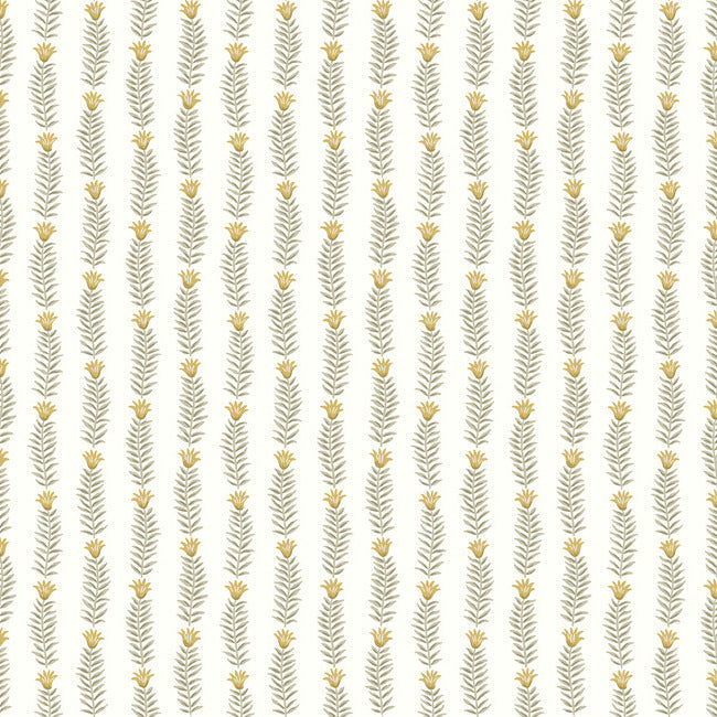 Eden Wallpaper - White & Metallic Gold - York Wallcoverings - RP7343