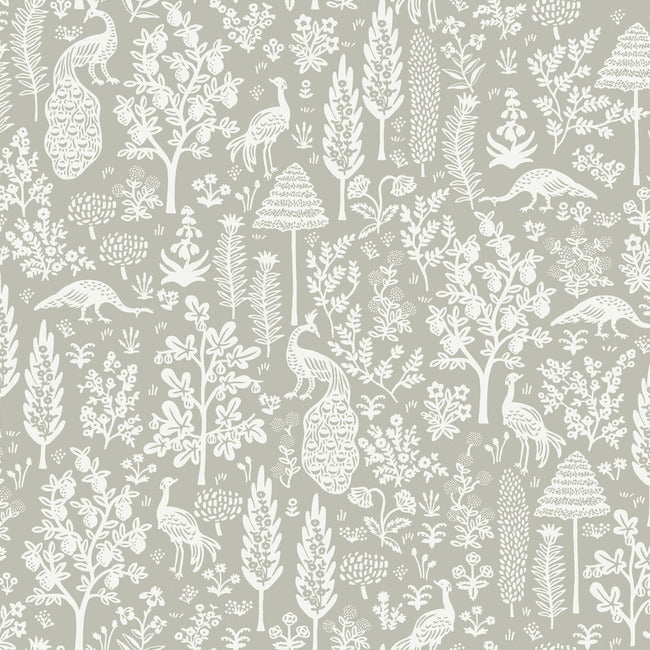 Menagerie Toile Wallpaper - Grey & White - York Wallcoverings - RP7369