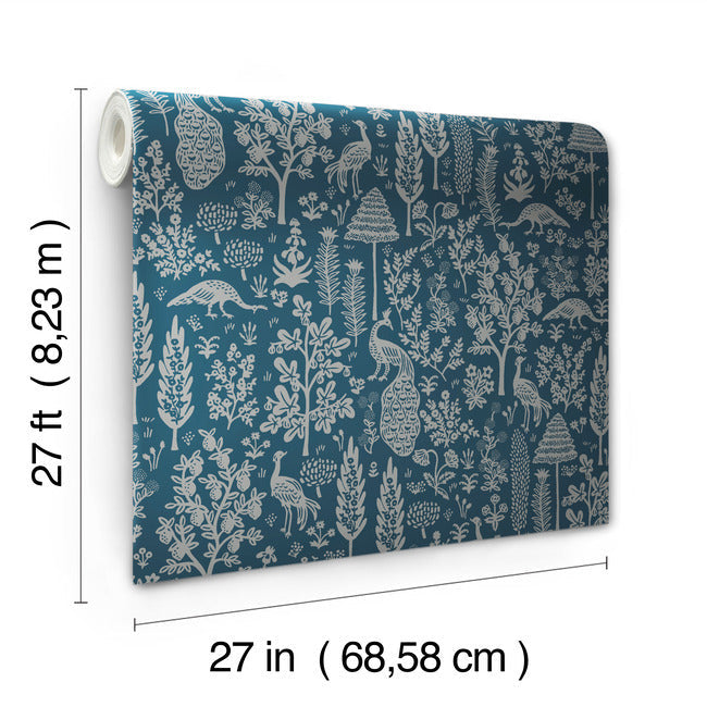 menagerie-toile-wallpaper-navy-metallic-silver-york-wallcoverings-rp7372