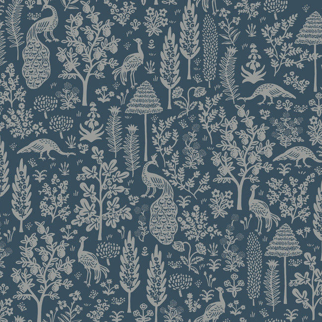 menagerie-toile-wallpaper-navy-metallic-silver-york-wallcoverings-rp7372