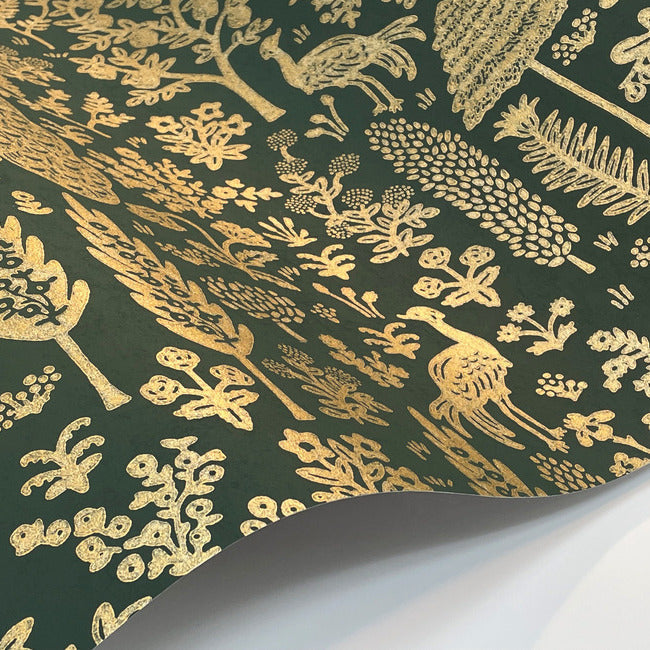 menagerie-toile-wallpaper-emerald-metallic-gold-york-wallcoverings-rp7373