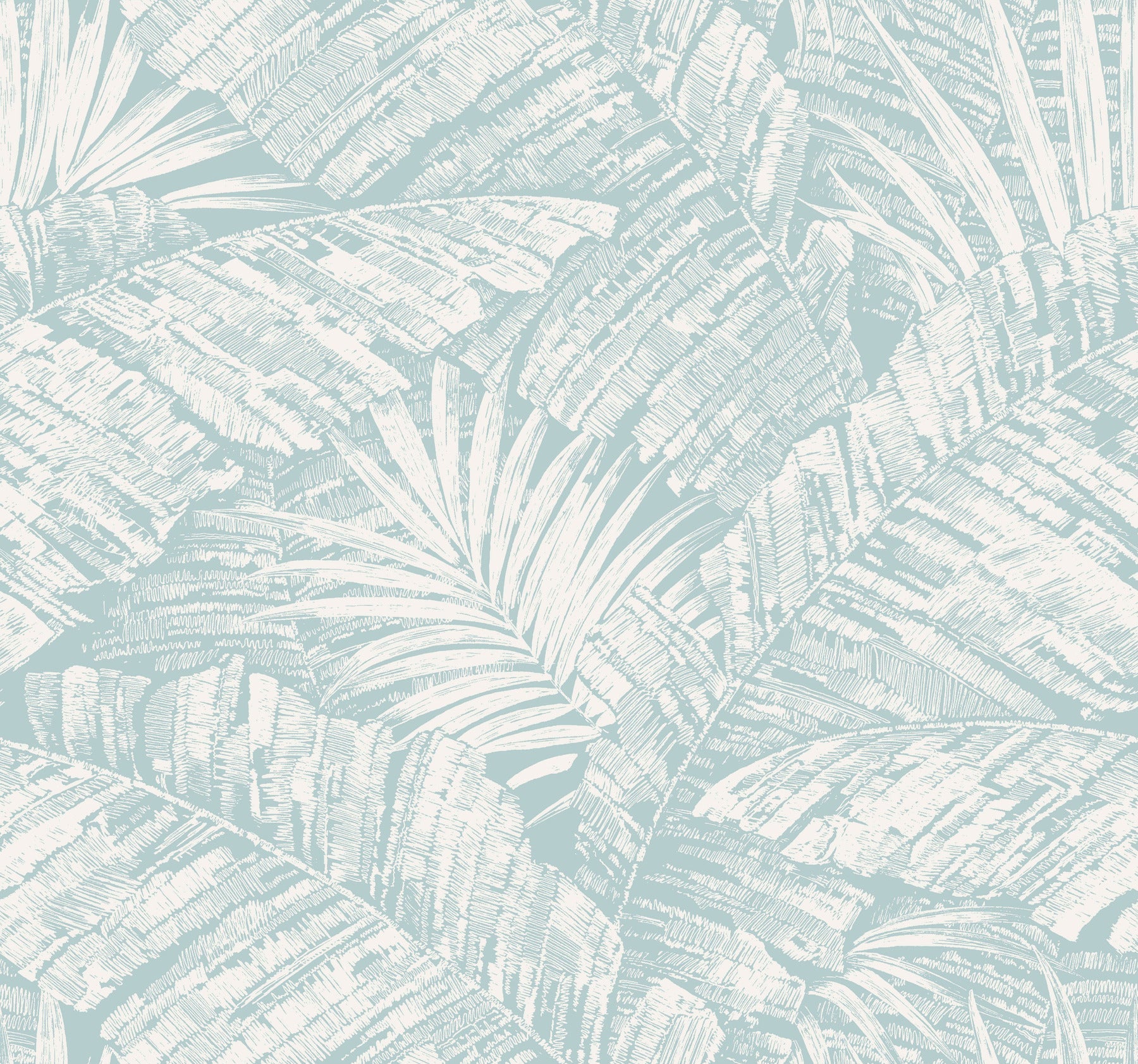 Palm Cove Toile Wallpaper - White/Blue - York Wallcoverings - RT7925