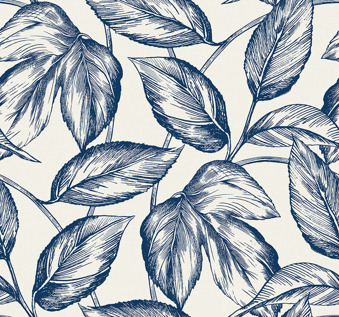 Seabrook Designs SC20002 Summer House Beckett Sketched Leaves  Wallpaper Blueberry Hill