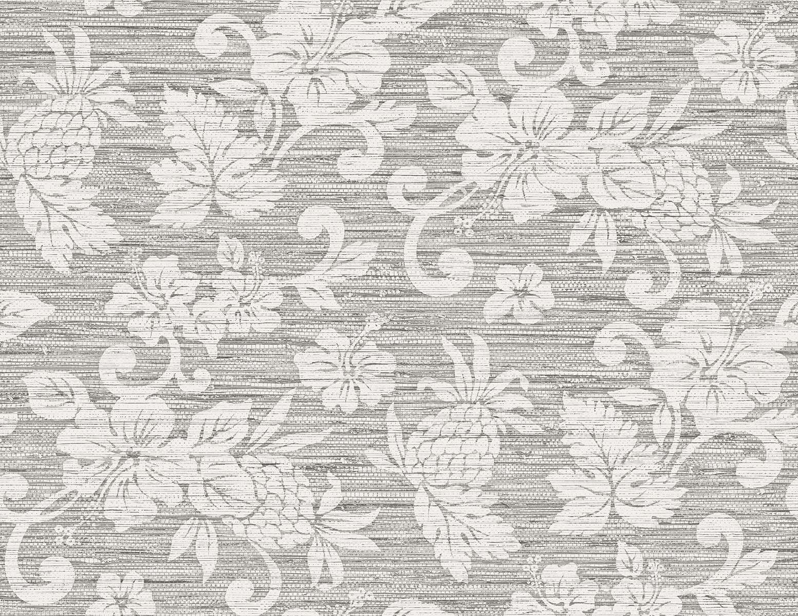 Seabrook Designs SC20808 Summer House Juno Island Floral  Wallpaper Half Moon Grey