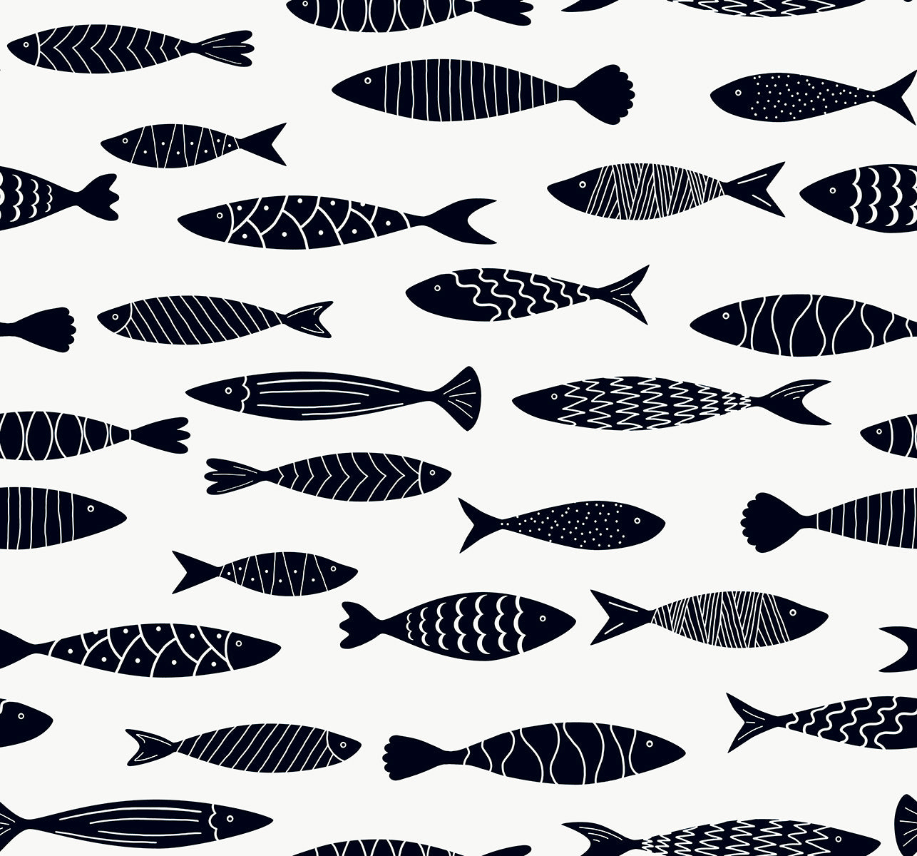 Seabrook Designs SC21500 Summer House Bay Fish  Wallpaper Black and White