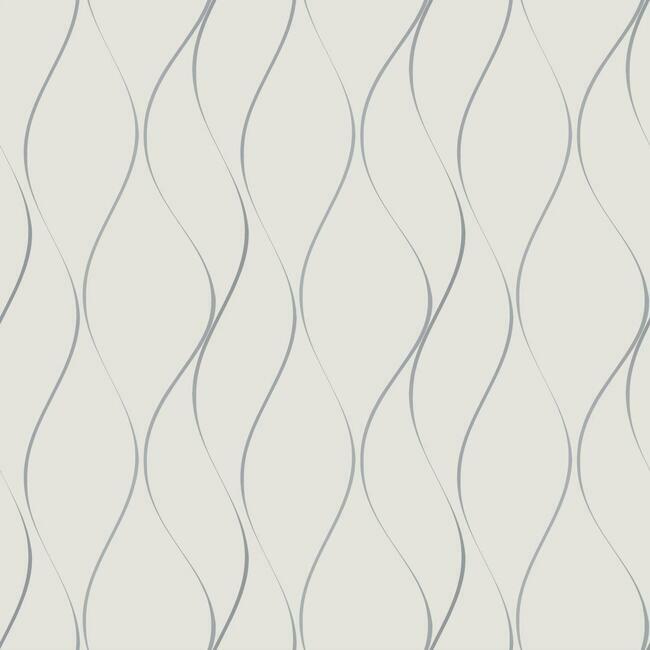 Wavy Stripe Wallpaper - White/Silver - York Wallcoverings - Y6201401