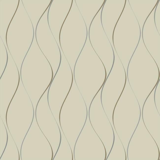 Wavy Stripe Wallpaper - Beige/Silver/Gold - York Wallcoverings - Y6201404