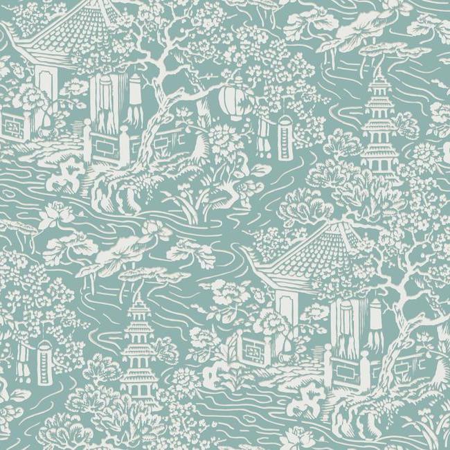 Chinoiserie Wallpaper - Blue-Green - York Wallcoverings - AF6575