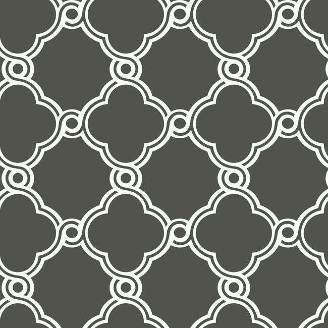 Open Trellis Wallpaper - Charcoal/White - York Wallcoverings - AP7490