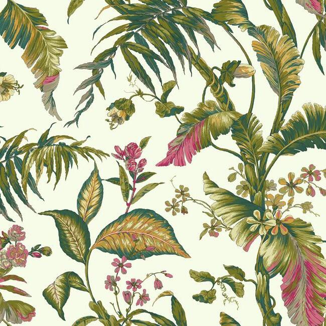 Fiji Garden Wallpaper - White/Brights - York Wallcoverings - AT7092