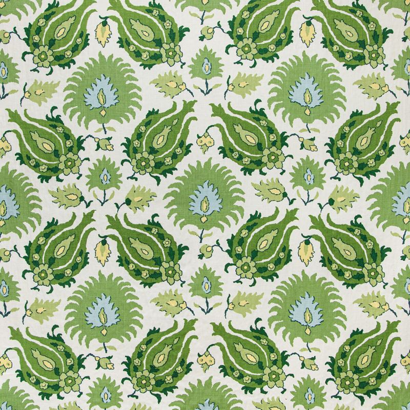 Brunschwig & Fils Fabric BR-700020.3033 Kashmiri Linen Print Leaf/Aloe