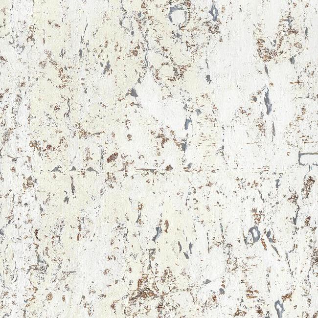 Cork Wallpaper - White On Silver - York Wallcoverings - CX1200