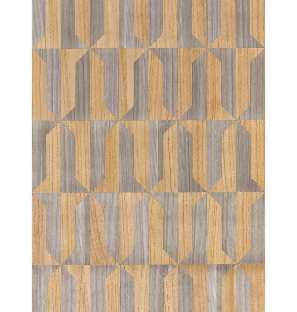 Scalamandre Wallpaper SC 0001WP88462 Mezzo - Wood Natural & Nickel - The WorkRm