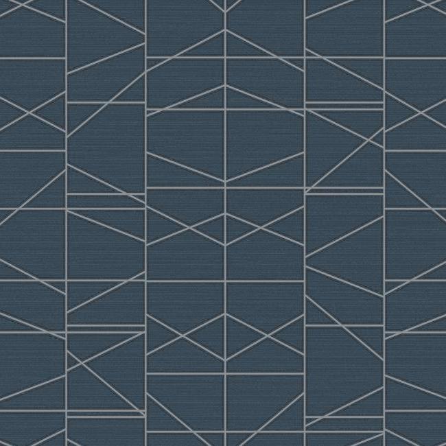 Modern Perspective Wallpaper - Silver/Navy - York Wallcoverings - GM7545