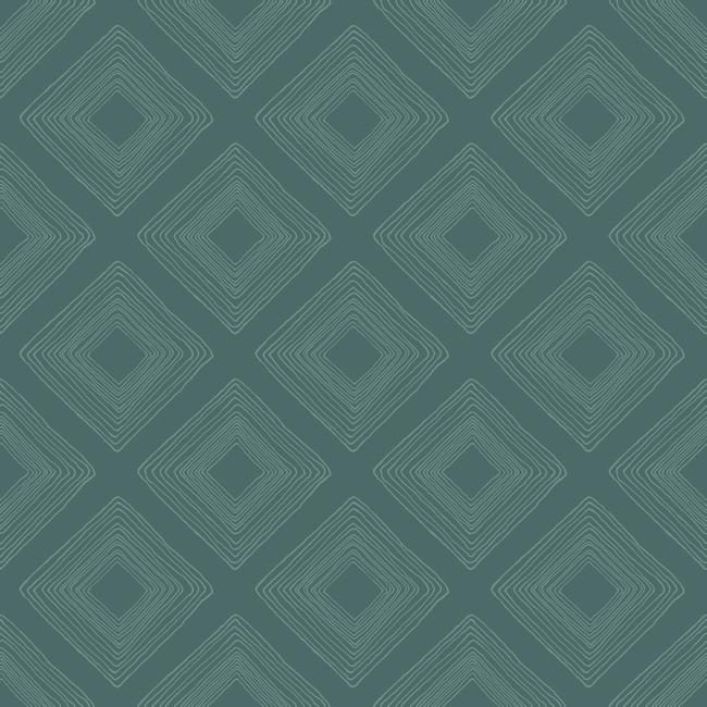 Diamond Sketch Wallpaper - Weekends/Teal - York Wallcoverings - ME1577