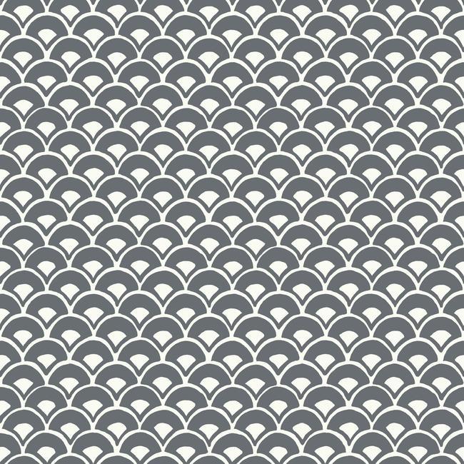 Stacked Scallops Wallpaper - Charcoal - York Wallcoverings - MK1150