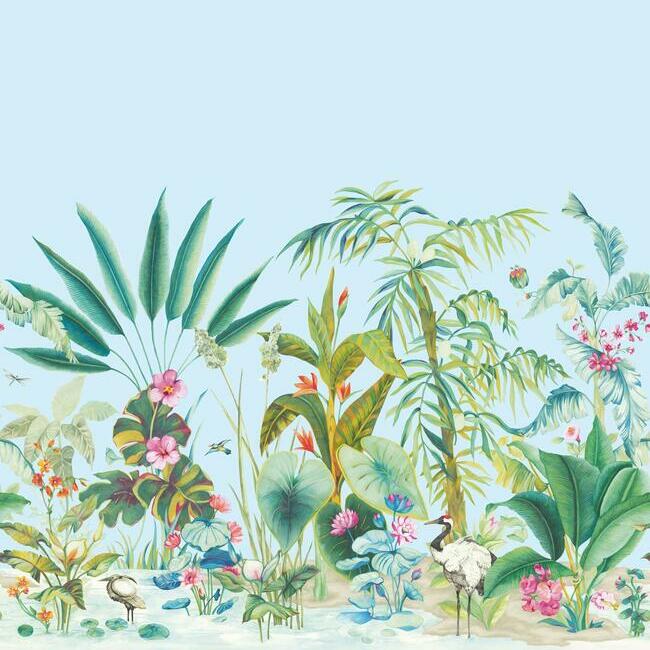 Tropical Panoramic Wall Mural - Blue - York Wallcoverings - MU0255M