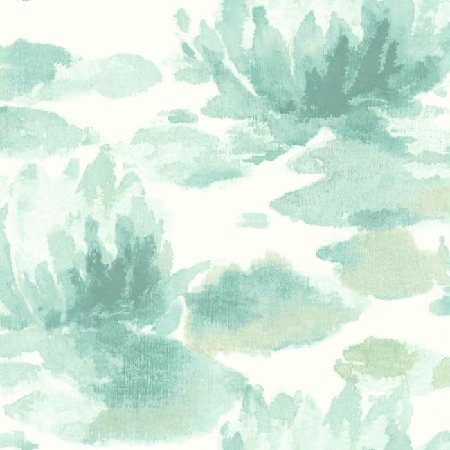 Water Lily Wallpaper - Clean Blue - York Wallcoverings - NA0525