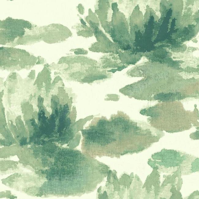 Water Lily Wallpaper - Green - York Wallcoverings - NA0526