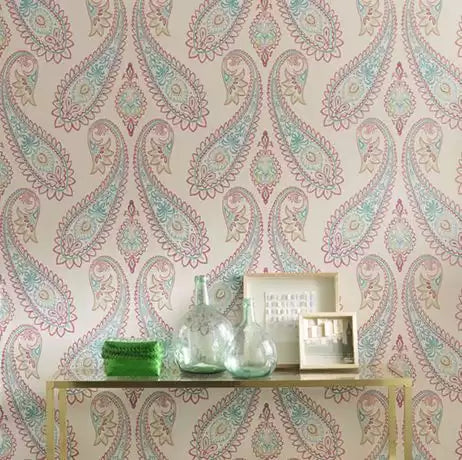 Grand Tour Nizam Fuchsia/Peacock - Osborne & Little - W6179-01 Wallcovering