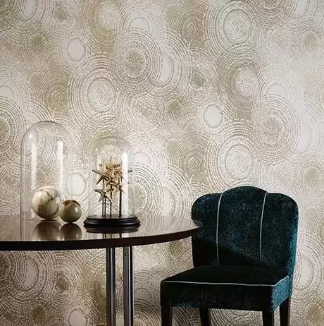 Metallico Vinyls Orbital Silver/Aqua - Osborne & Little - W6905-03 Wallcovering