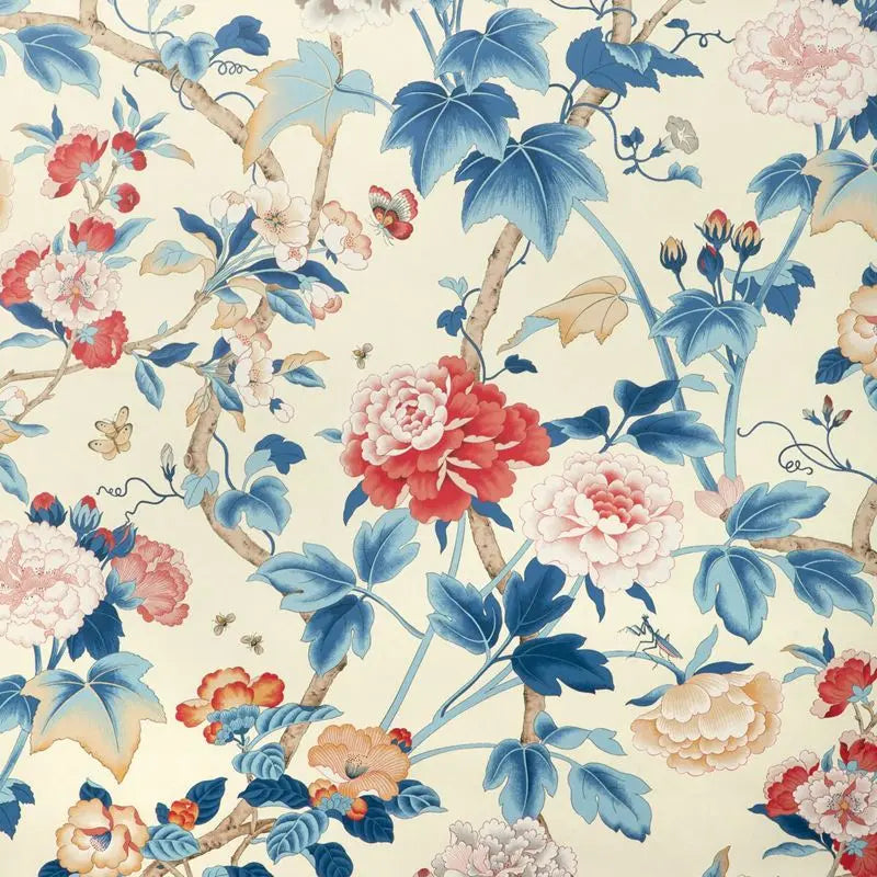 Lee Jofa Wallpaper P2023128.195 Gardenia Paper Blue/Red