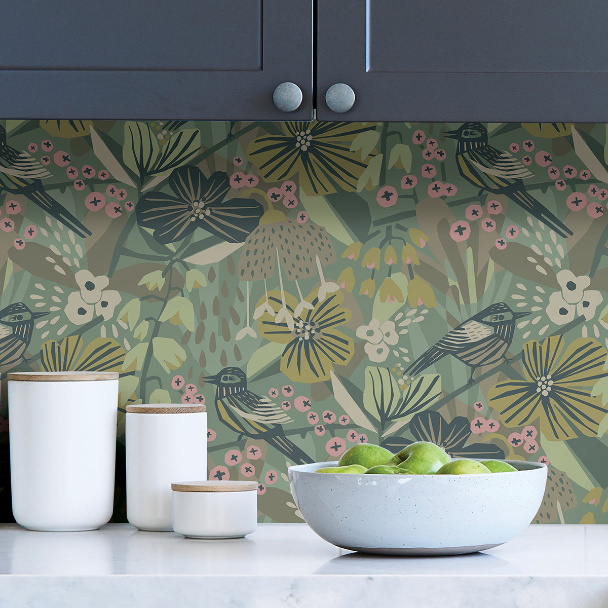 Sage Jaybird Peel and Stick Wallpaper - Brewster Wallcovering