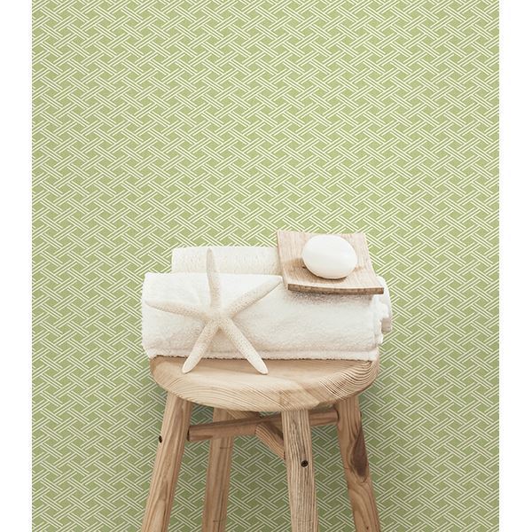 Sweetgrass Green Lattice Wallpaper - Brewster Wallcovering