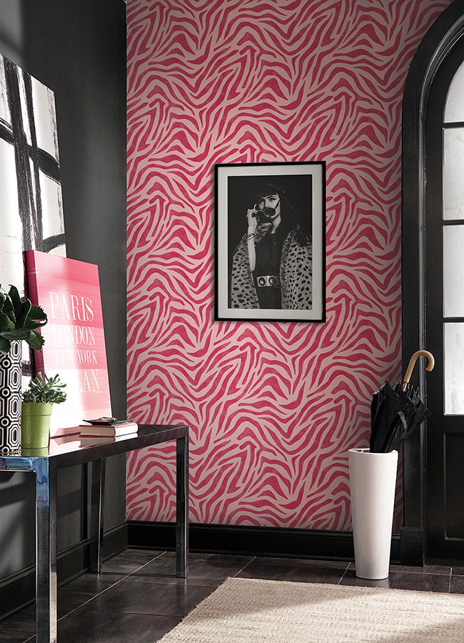 Pink and red RuZebra Peel and Stick Wallpaper - Brewster Wallcovering